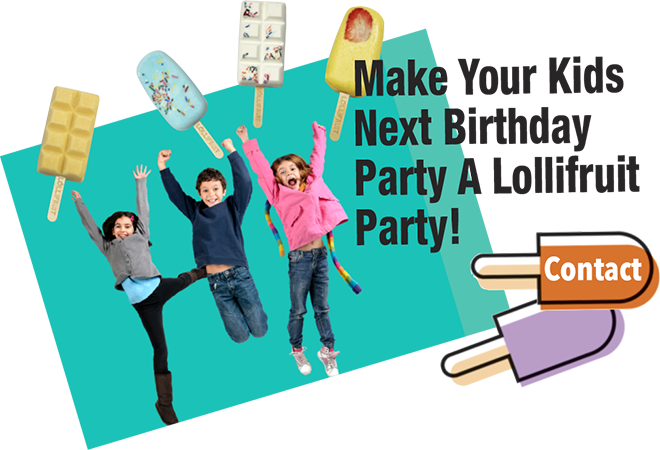 jumping kids with lollipops and button for contact screen