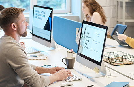 office workers at computers